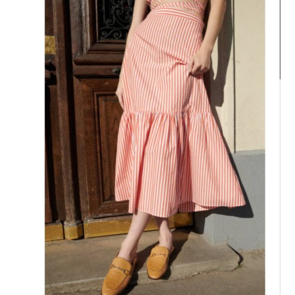 NWT ZARA STRIPED POPLIN SKIRT TOP SET SMALL - Picture 6 of 8